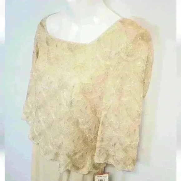 Adrianna Papell Occasions 2 Pc Set Beaded Flower Bskt skirt Beige Sz 8P $160 - Picture 4 of 16